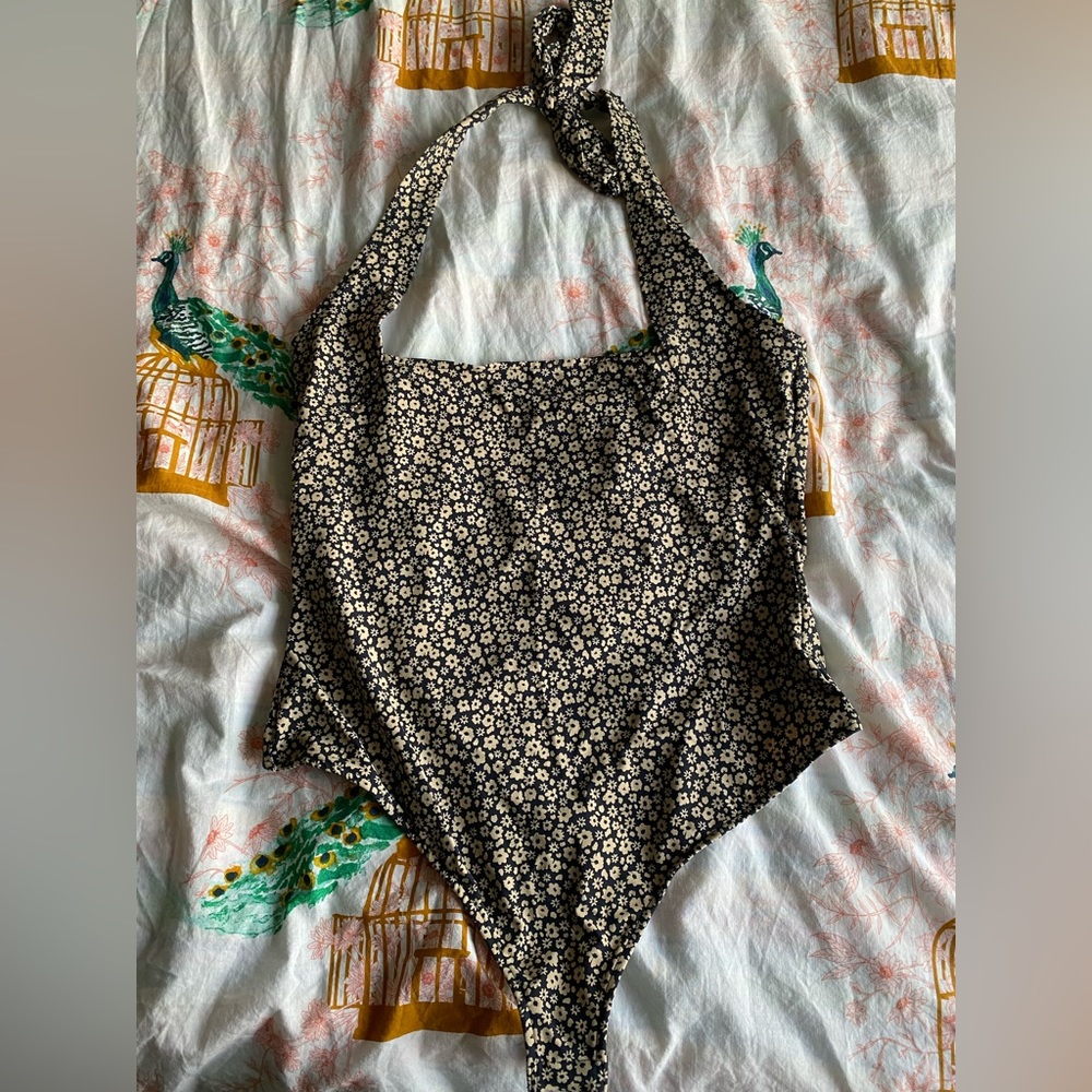NWOT Free People Halter Floral Bodysuit